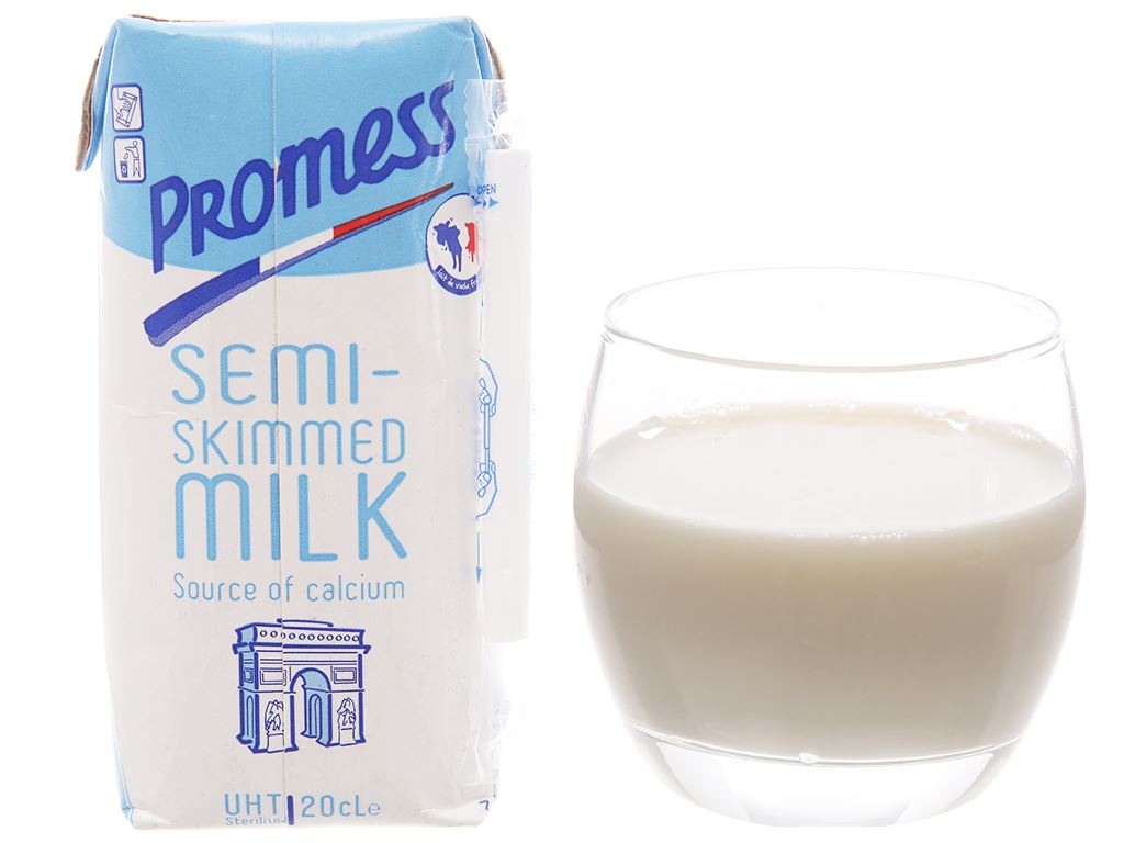[Thùng 24 Hộp] Sữa Tươi Promess Ít Béo 200ml - Sữa Nhập Khẩu Pháp