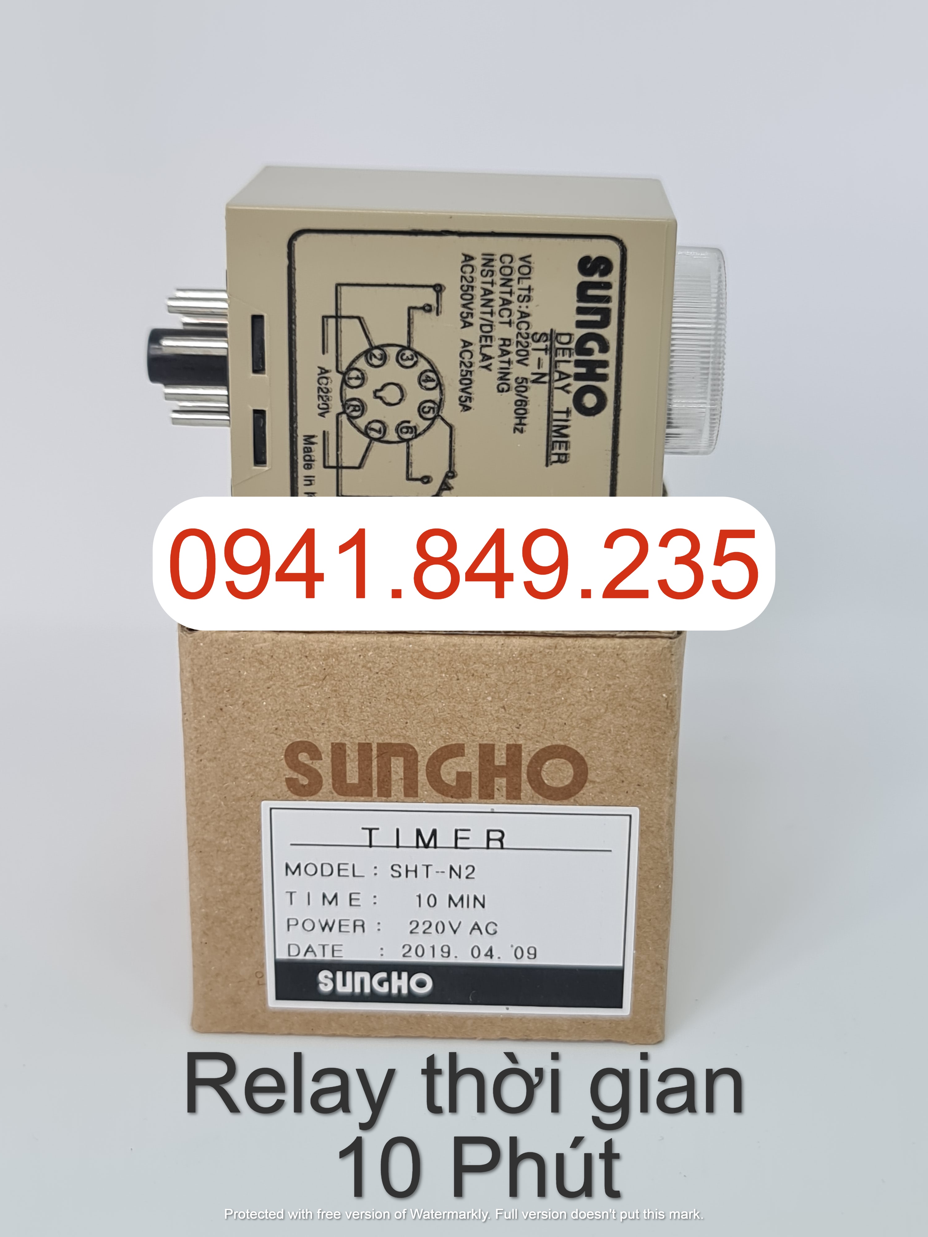 Rơ le thời gian 10 Phút (không gồm đế 8 chân) SHT-N2-10M-220A (Timer Sungho)