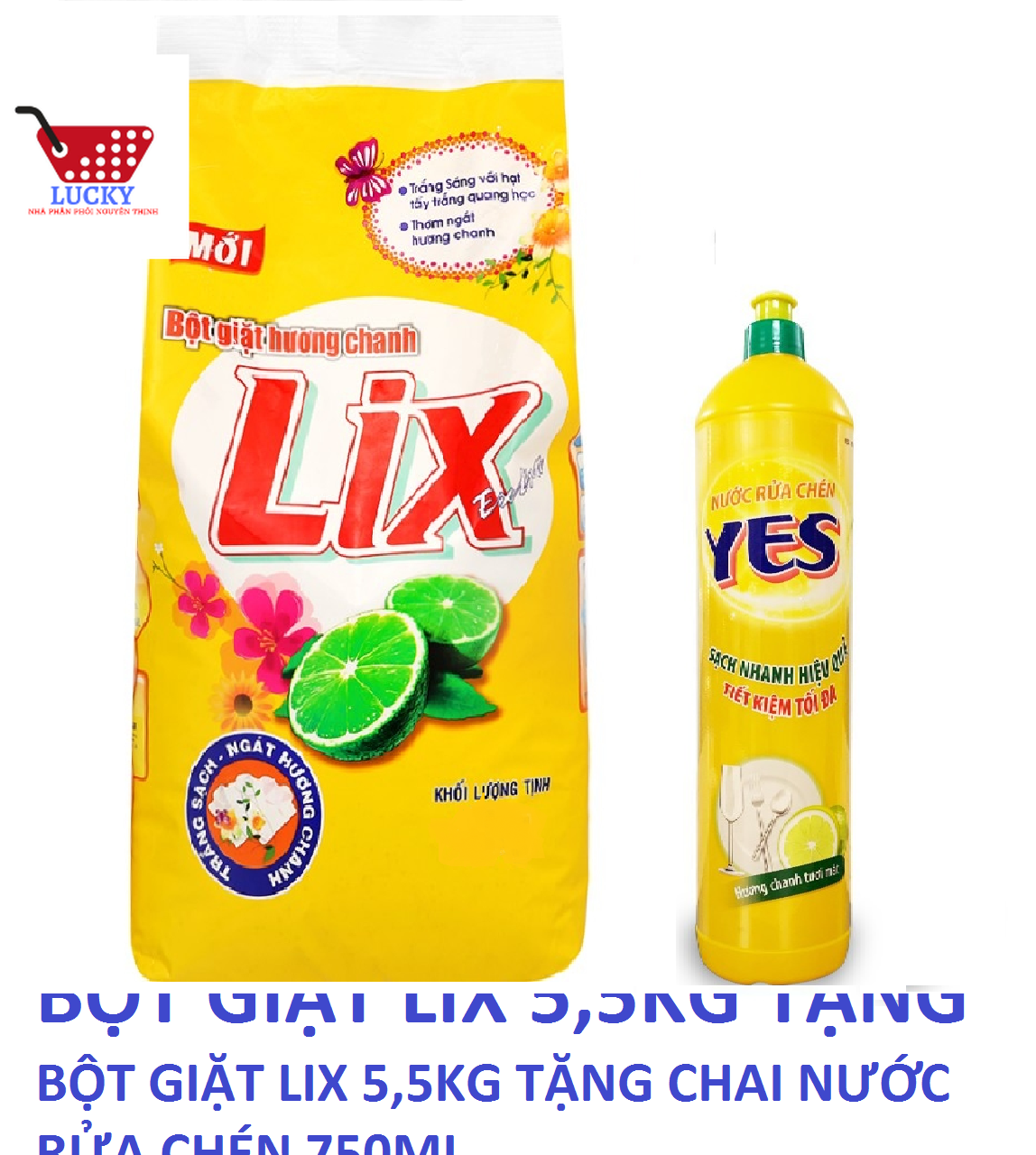 [TẶNG KM] Bột giặt LIX 5,5 kg Hương Nước hoa Tặng Nước Rửa chén 400g