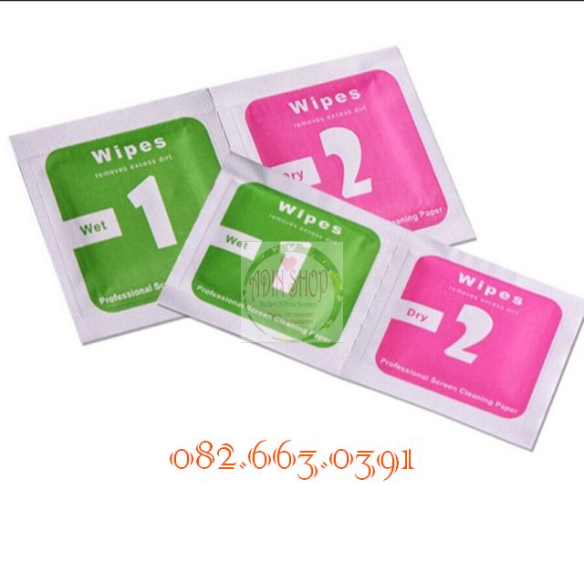 [HCM]Bộ Khăn Lau 1-2 Ướt - Khô Hỗ Trợ Dán Cường Lực & Skin Dán Các Loại lớn 10cm