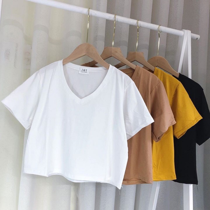 Áo croptop form rộng cổ tim - SIKY - ACRT02
