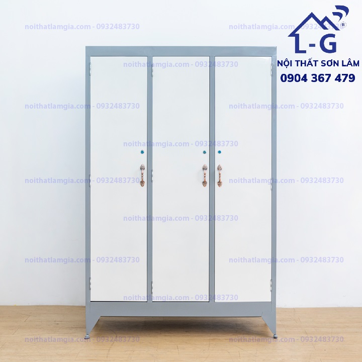 TỦ SẮT SƠN DẦU MẪU 3 CÁNH KHÔNG GƯƠNG