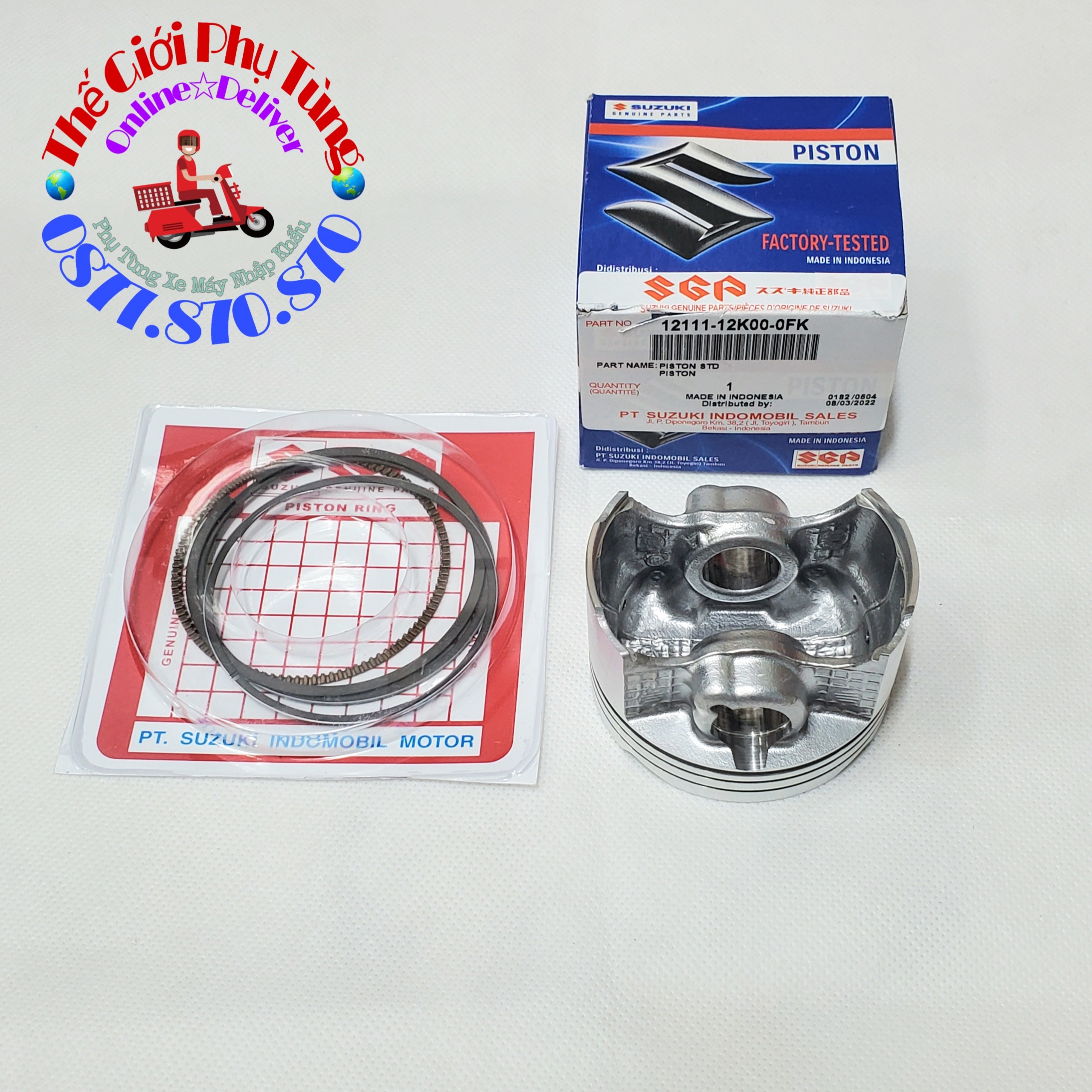 Bộ piston bạc Raider fi - Satria fi ắc phe