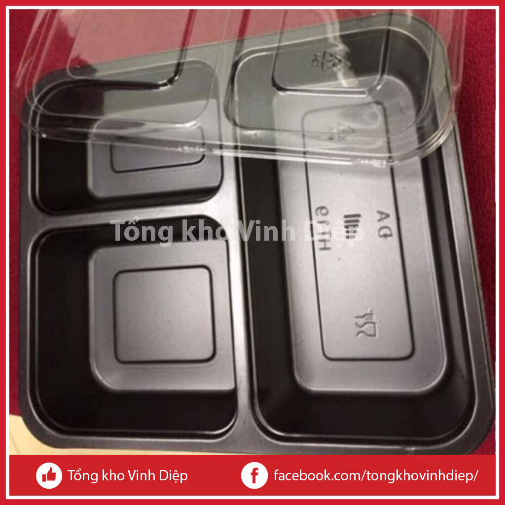 Combo 50 hộp cơm nhựa 3 ngăn dùng 1 lần