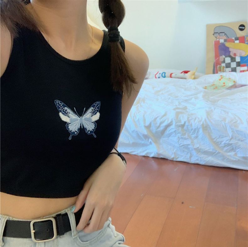 Áo 3 lỗ Crop-Top in hình con bướm
