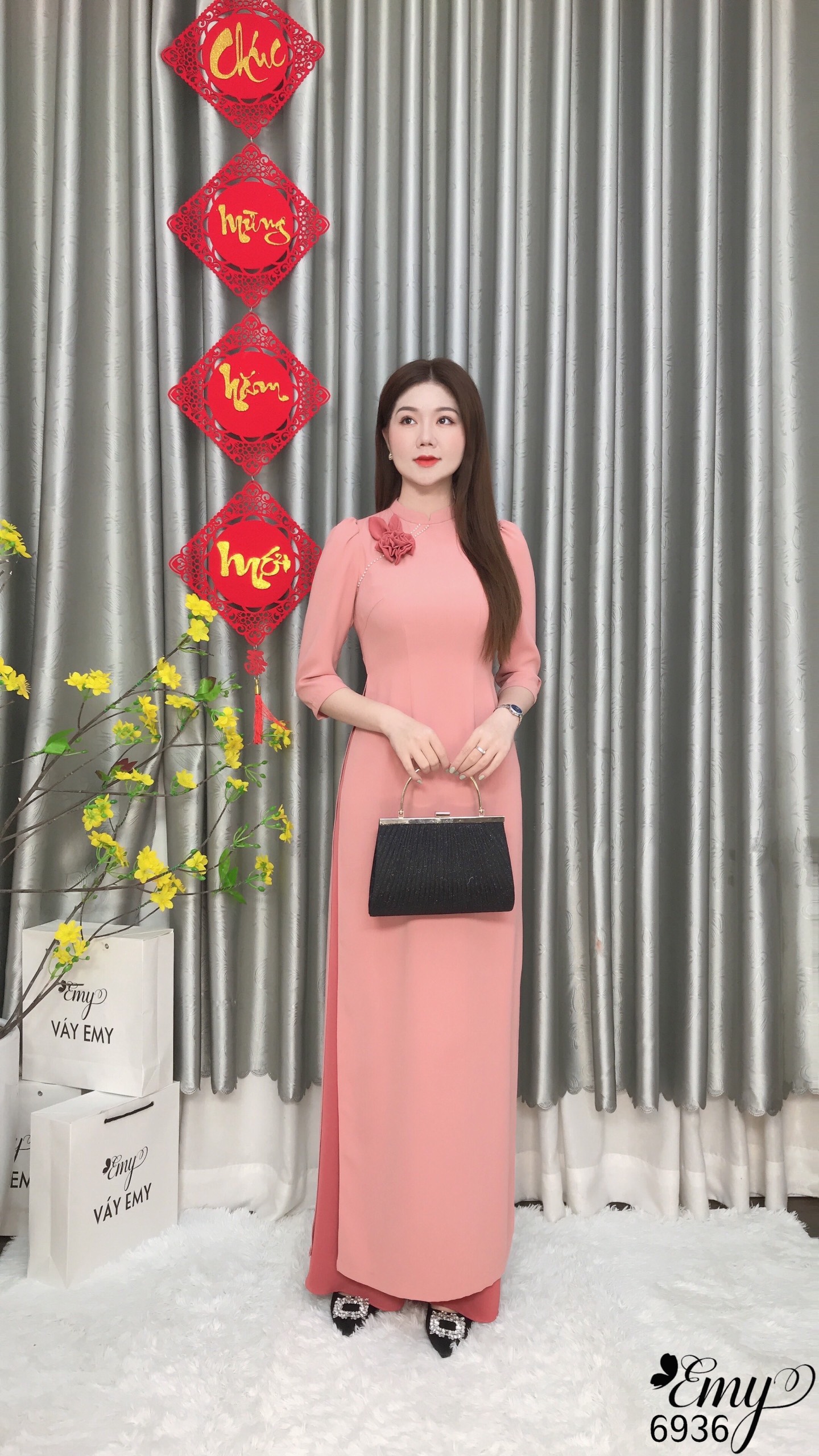 EMY EM6936 Sét Áo Dài Hồng