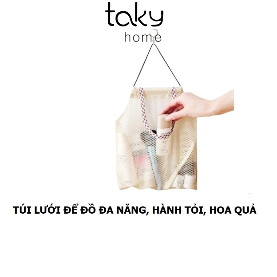 Túi Lưới Đa Năng, Đựng Hành Tỏi, Hoa Quả Cho Nhà Bếp, Túi Đựng Mỹ Phẩm, Vật Dụng Cá Nhân, Tặng Kèm Móc Dán, Tiện Dụng Cho Mọi Gia Đình, TakyHome 5270
