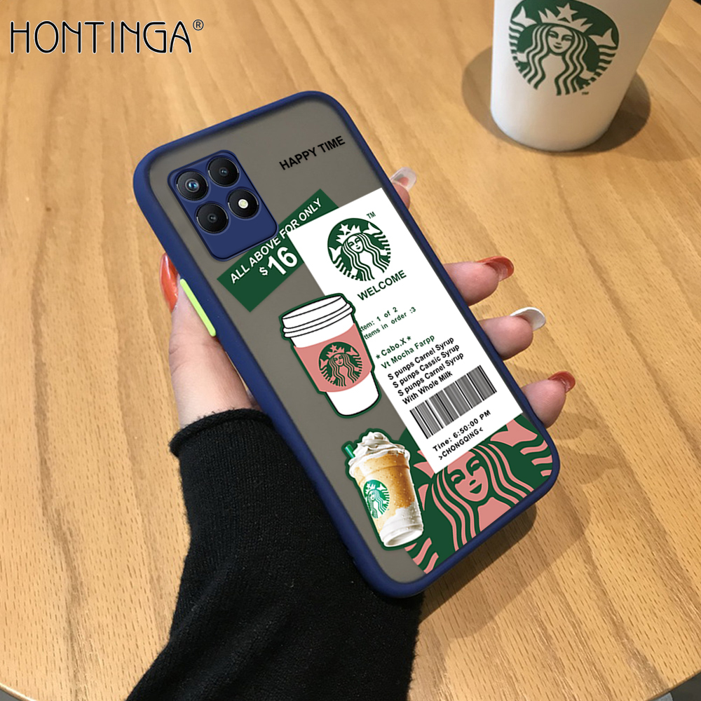 Hontinga Casing Case For Realme Narzo 50 Case Starbucks Label Case