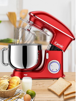 1500W Food Processor Kneading Machine Camic 8L Food Processor Mixer Multifunctional Mixer Low Noise Powerful and Professional 6 Speeds with Pulse Stainless Steel Bowl