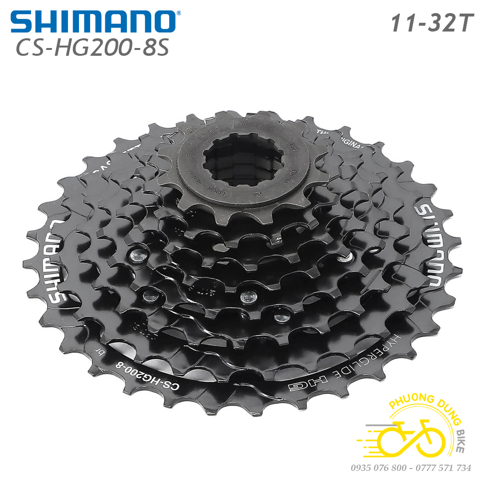 Líp thả líp 8 xe đạp SHIMANO CS HG200 12-32T - Hàng chính Hãng