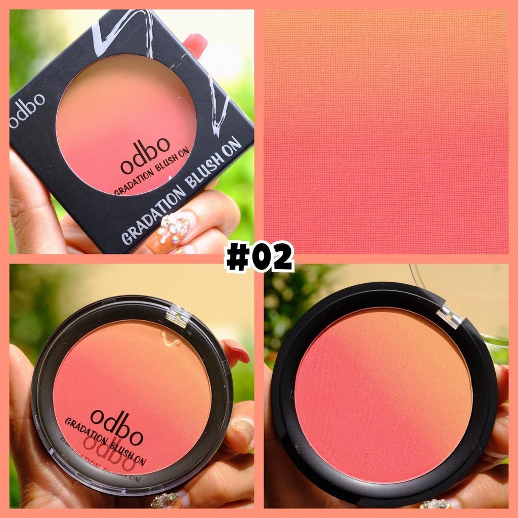 Phấn má hồng odbo gradation không nhũ tông cam đậm - phấn má không nhũ tông cam đậm od159 no.02