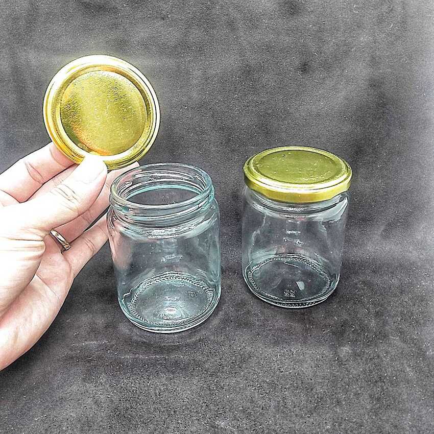 Lọ Thủy tinh 200ML (combo 8 cái) nắp thiếc vàng - Hũ Thủy Tinh 200ML - Hũ Chưng Yến - Hũ Làm Sữa Chua ,đựng dầu dừa, thực phẩm, mỹ phẩm - Hũ Gia Vị