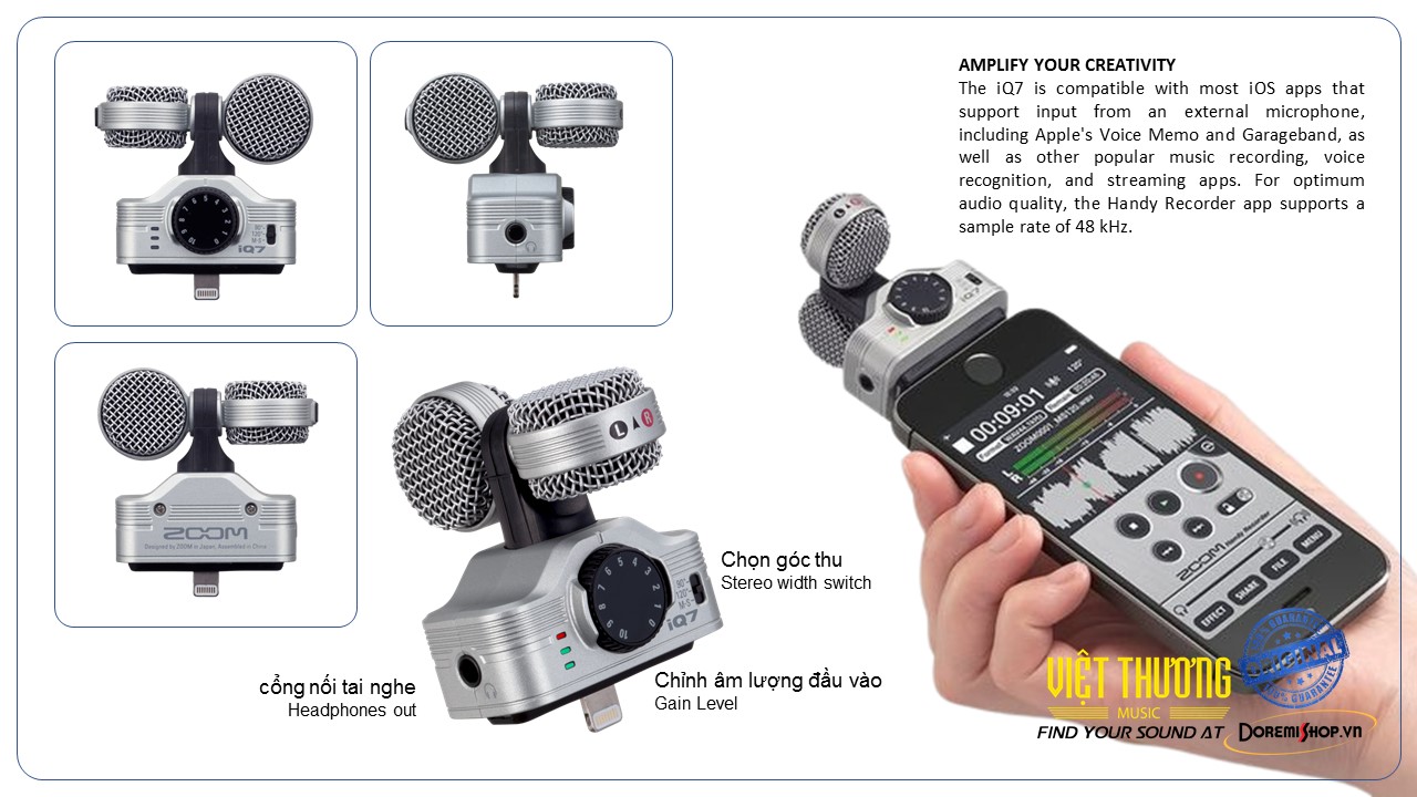 Micro dành cho Iphone/Ipad microphone ZOOM iQ7