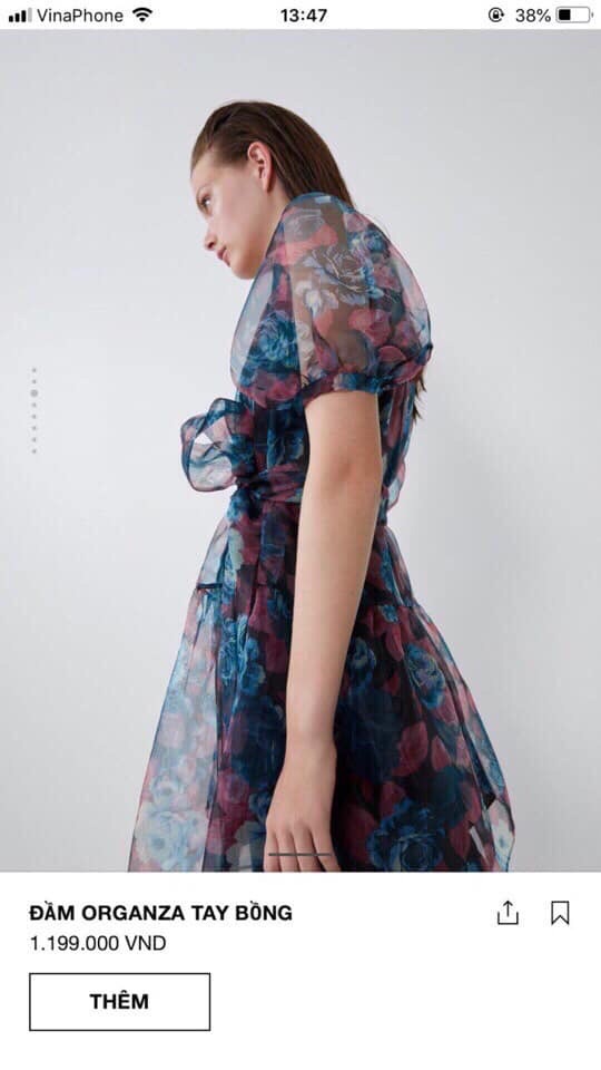 Đầm hoa tay phồng zara