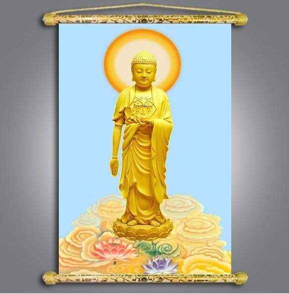 Tranh liễn phật giáo - phật a di đà 02 - vải canvas cao cấp