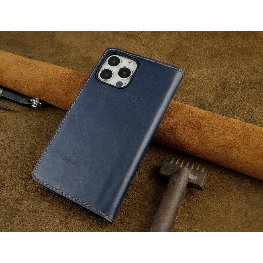 Bao Da Iphone 13 Pro Max Handmade Cổ Điển Da Bò Thật