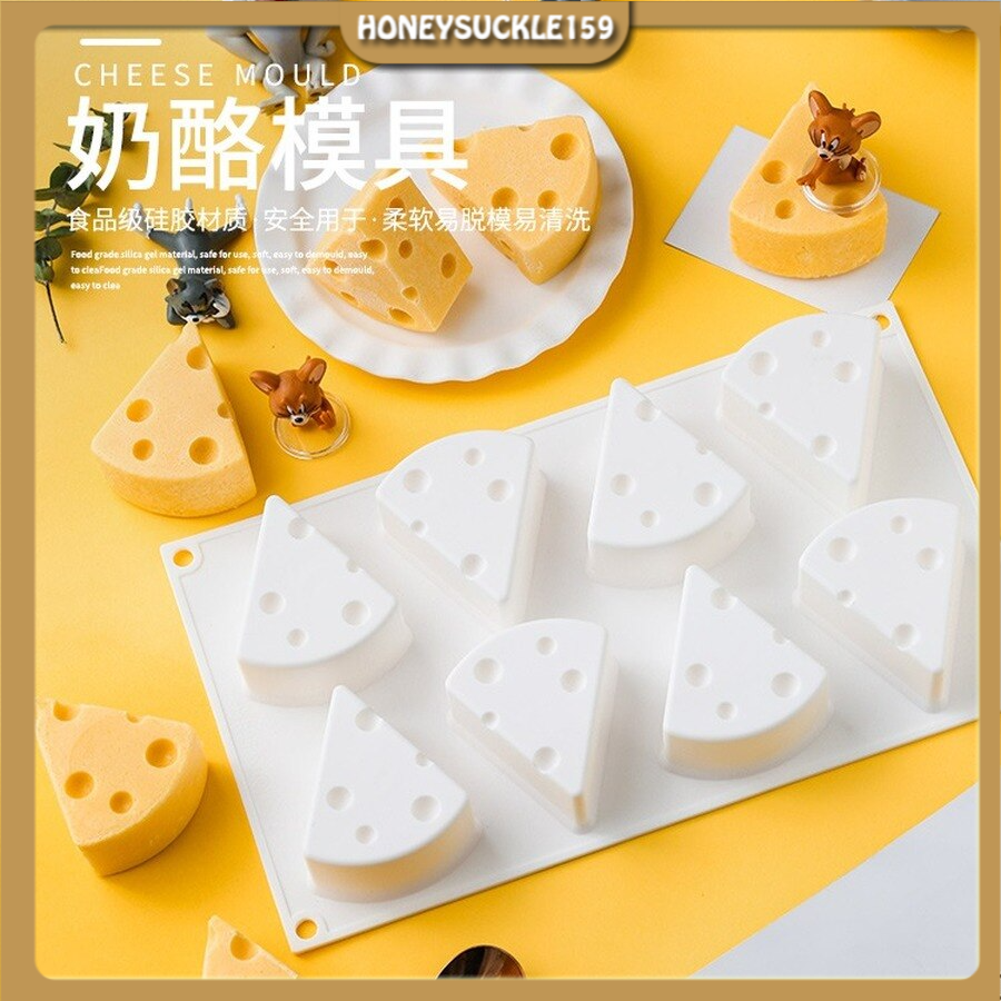 Khuôn Silicon Hình Pho Mát 8 Lỗ/Khay Khuôn Silicon Phô Mai 3D Dụng Cụ Trang Trí Món Tráng Miệng Thân Thiện Với Môi Trường