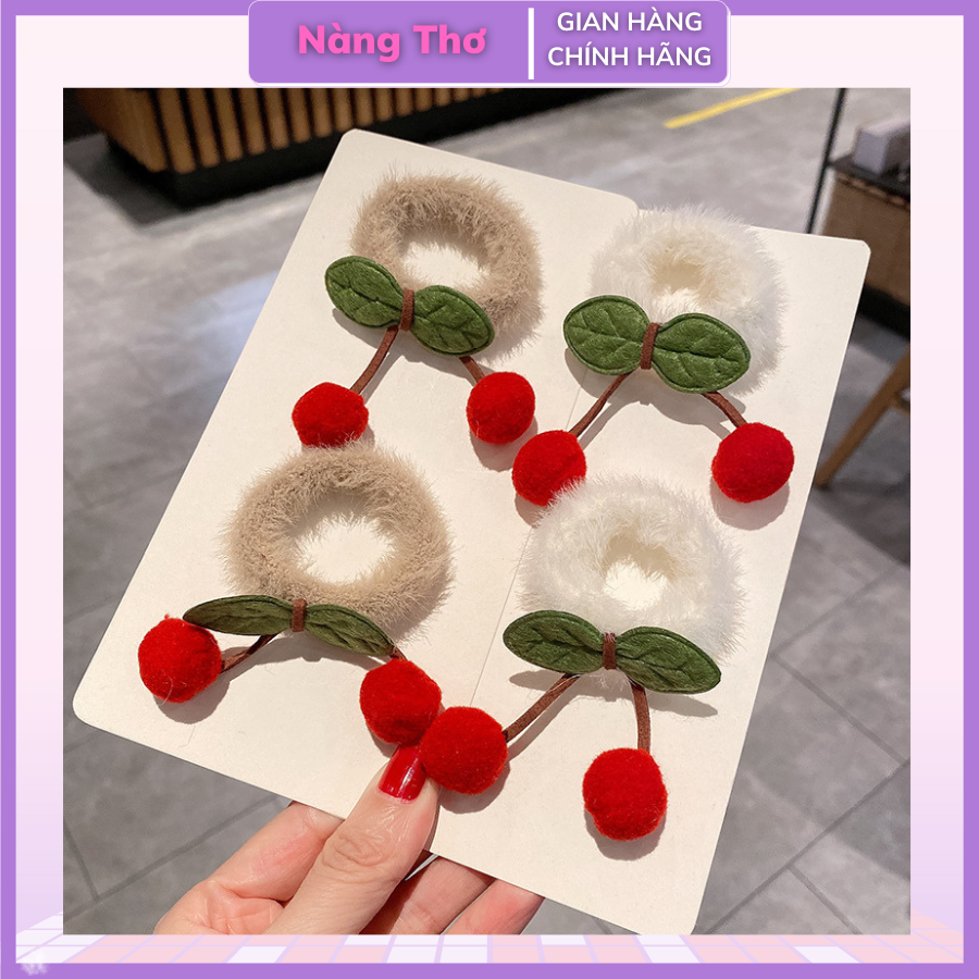 Dây Cột Tóc Cho Bé Chùm Cherry Xinh Xắn