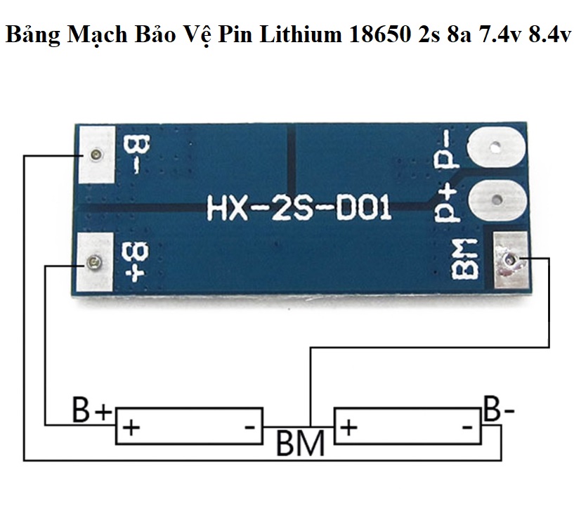 Mạch Bảo Vệ Pin Lithium 18650 2s 8a 7.4v 8.4v