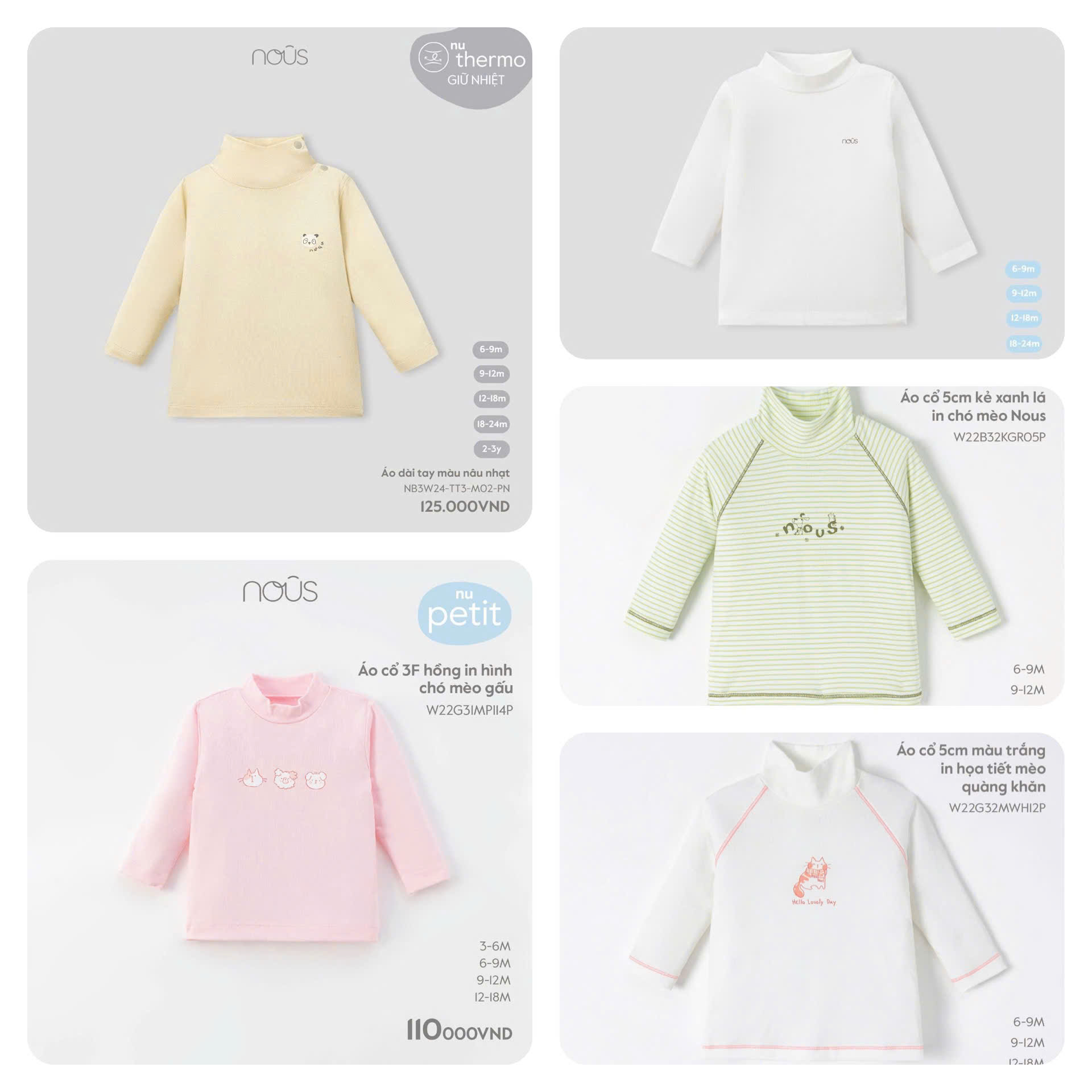 NOUS - Áo giữ nhiệt NOUS cổ cao 3cm, 5cm