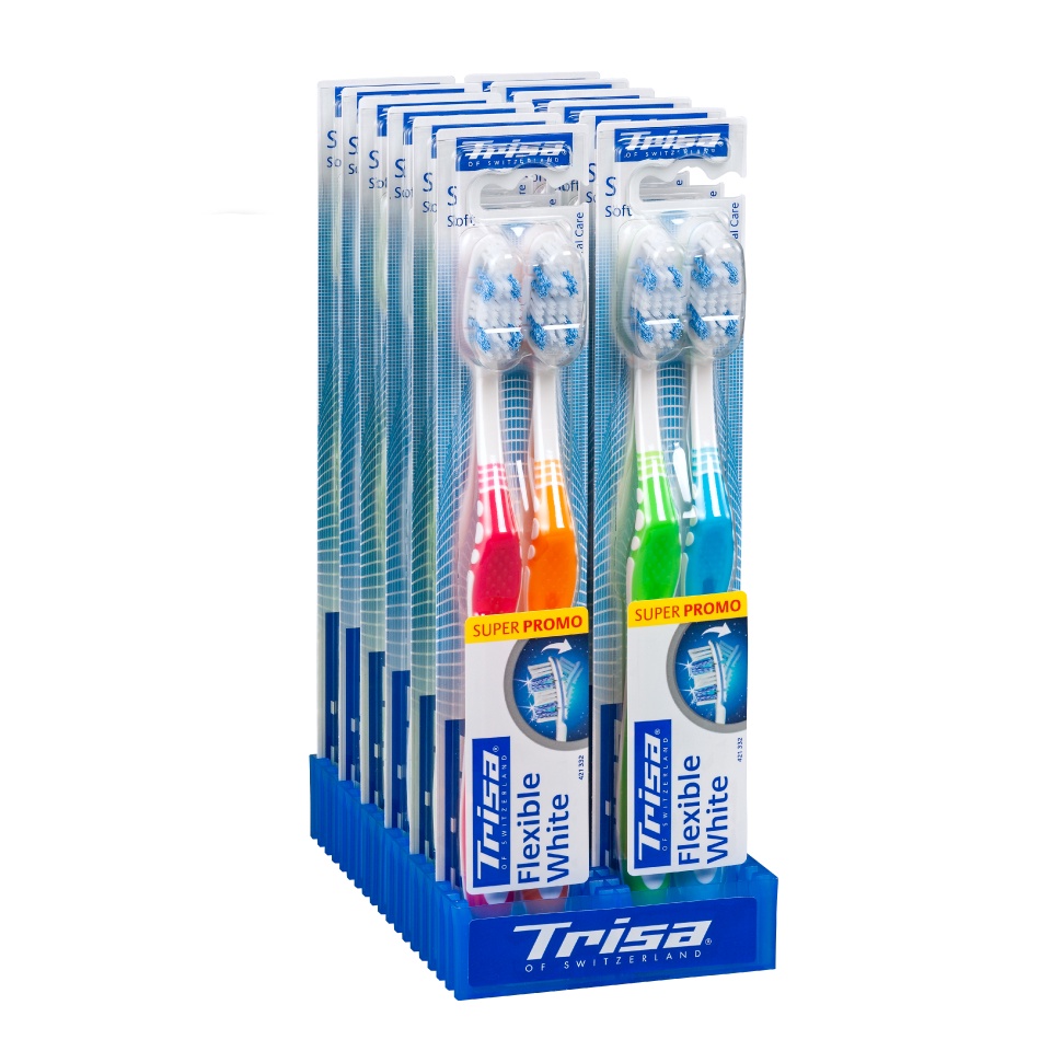 Vỉ 2 Bàn Chải Đánh Răng Trisa Flexible White Duo