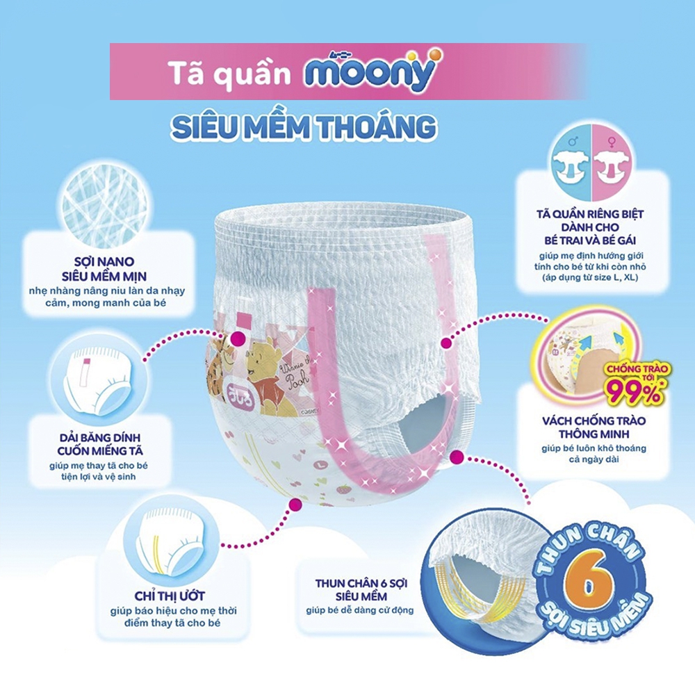 Tã quần Moony (XL - bé trai, 38 miếng) (XL)