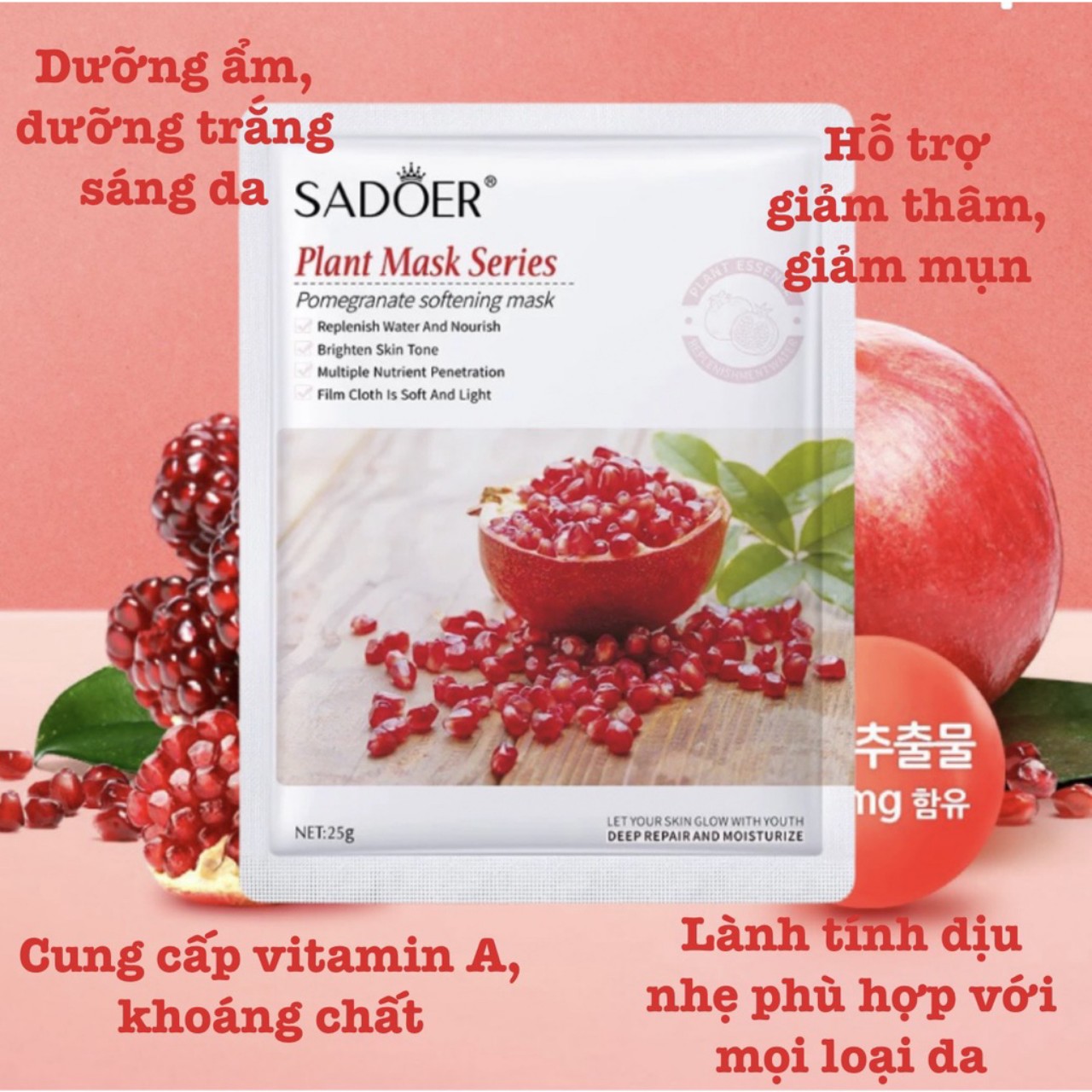[Combo 8 miếng ] Mặt nạ dưỡng da cấp ẩm trái cây SADOER
