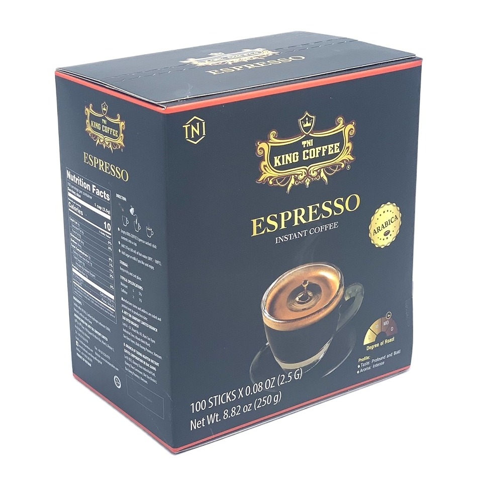 Cà Phê Đen Hòa Tan KING COFFEE ESPRESSO (Hộp 100 gói x 2.5g)
