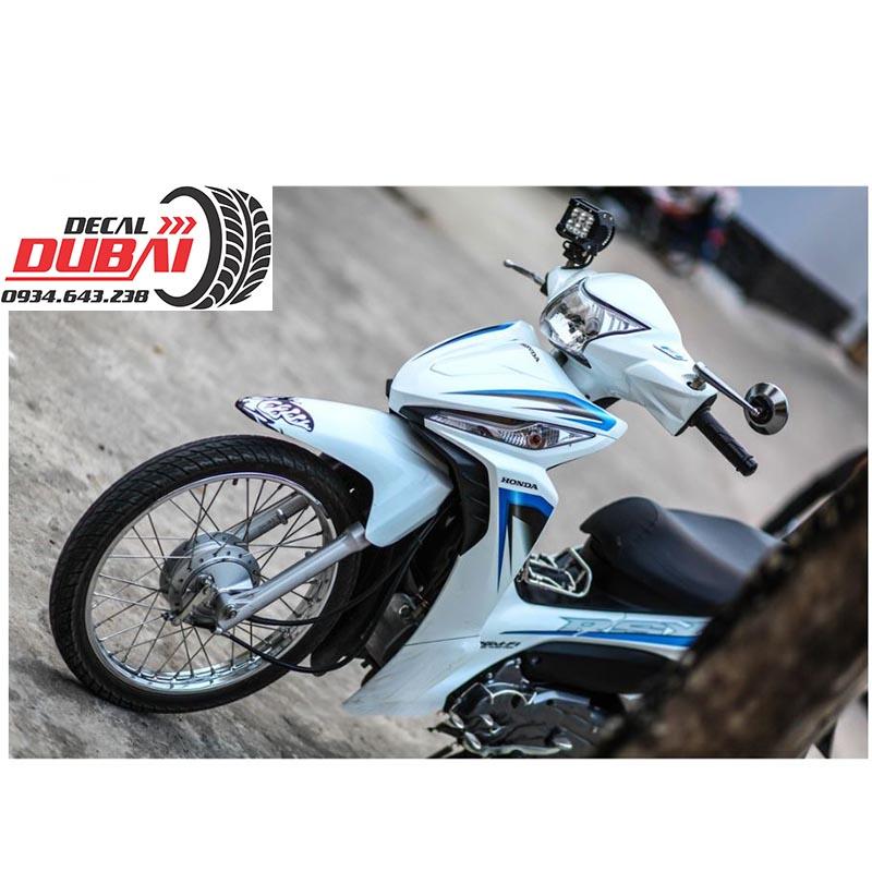 Tem Trùm Wave RSX Trắng Chỉ Xanh