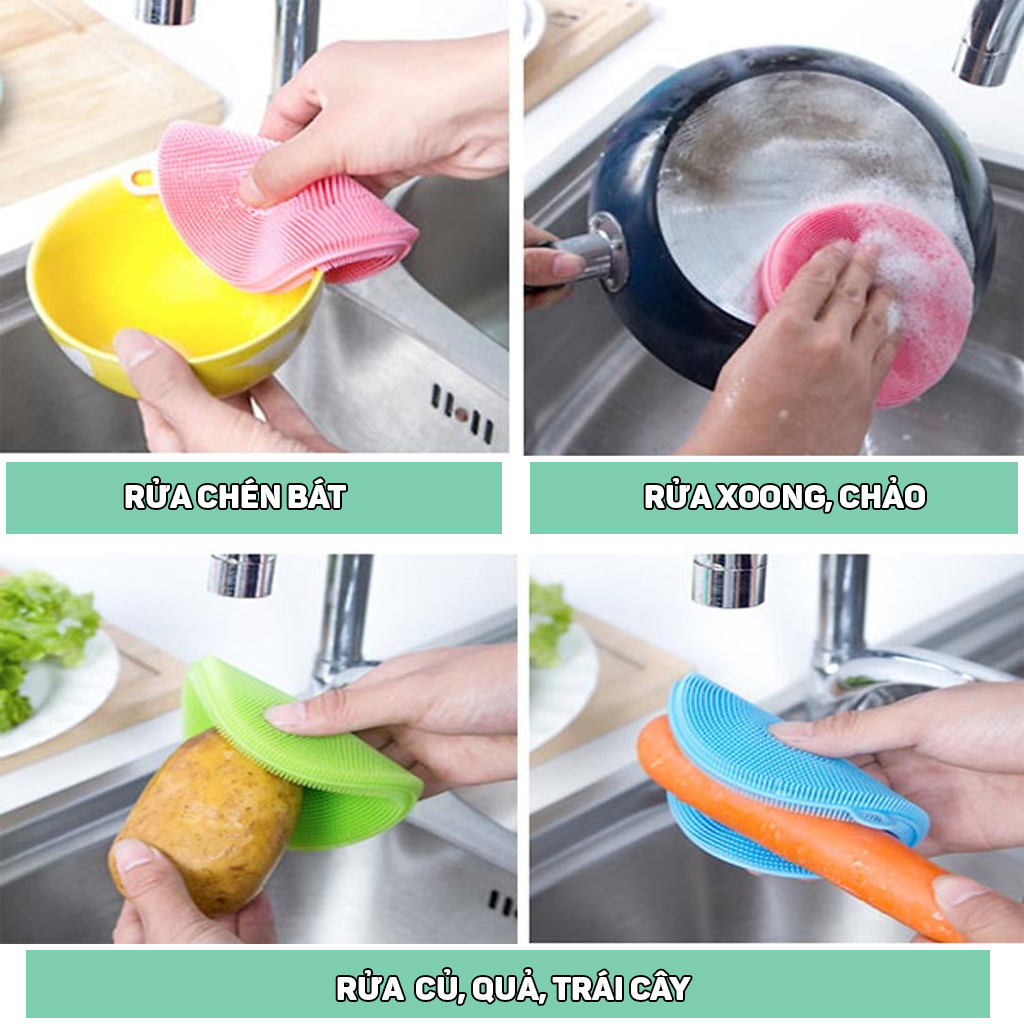 Miếng rửa chén bát silicon đa chức năng dùng cho nhà bếp