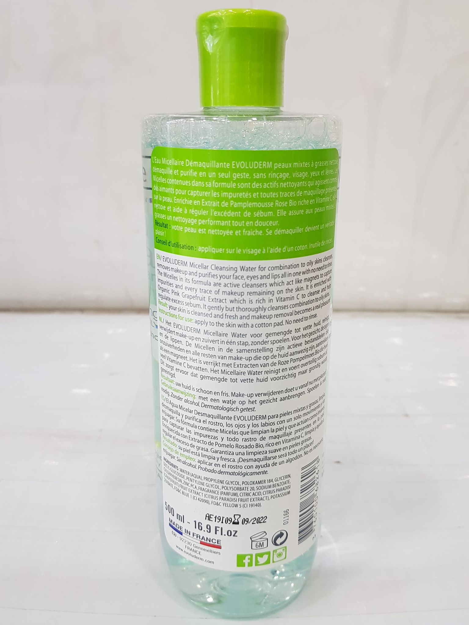 Nước Tẩy Trang Evoluderm Eau Micellaire 500ml Pháp