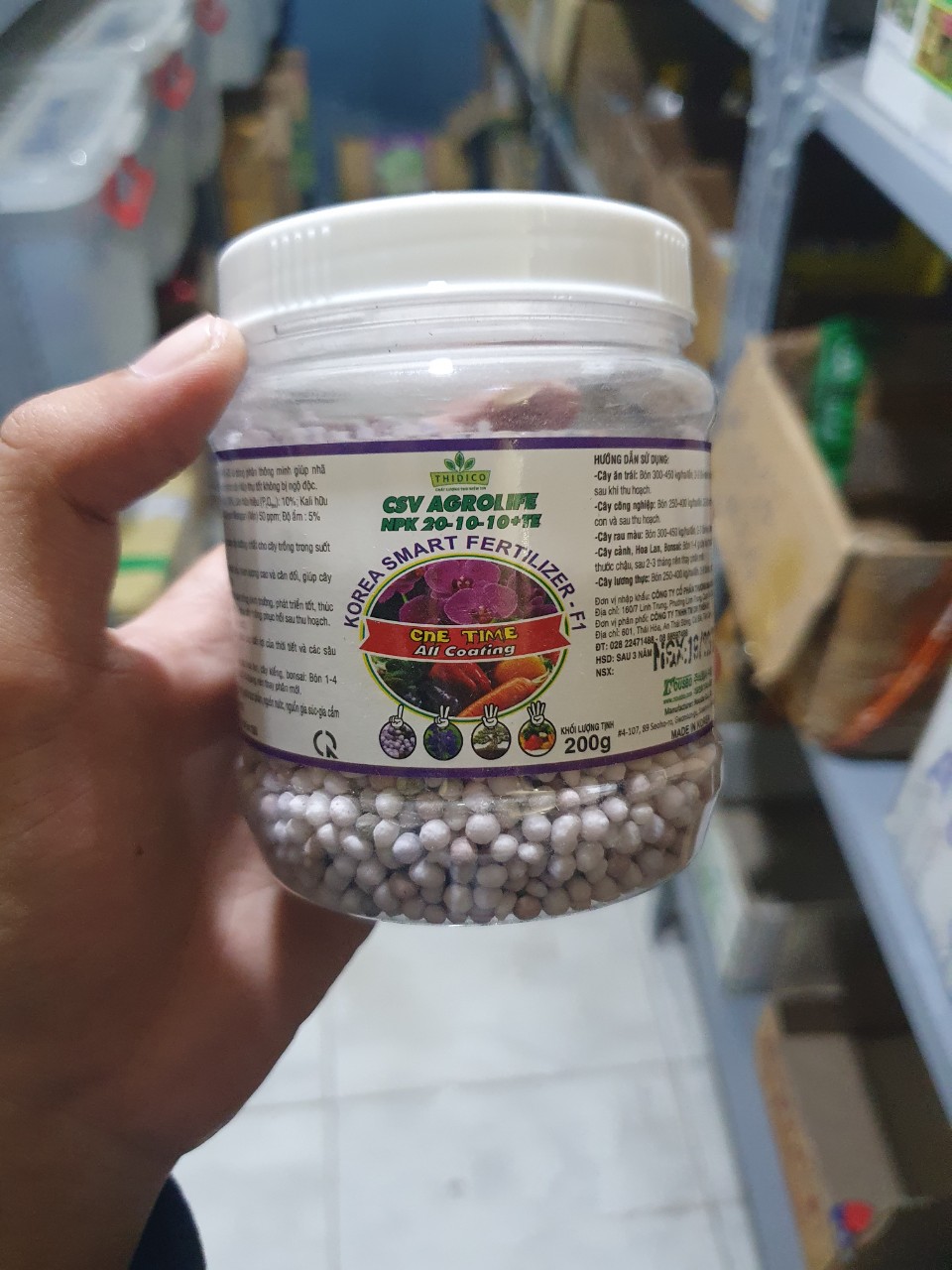 [HCM]PHÂN TAN CHẬM HÀN QUỐC NPK 20-10-10 + TE Hũ 200g - A4.1018