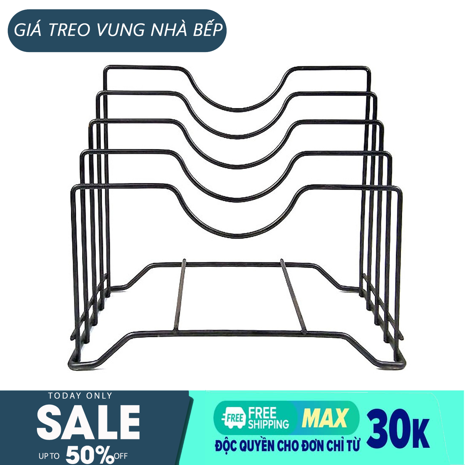 Kệ gác vung nồi và dao thớt đa năng 4 ngăn - Giá treo vung nhà bếp - Kệ gài nắp tiện lợi tiết kiệm diện tích - Kệ cao cấp inox không gỉ (Màu ngẫu nhiên)