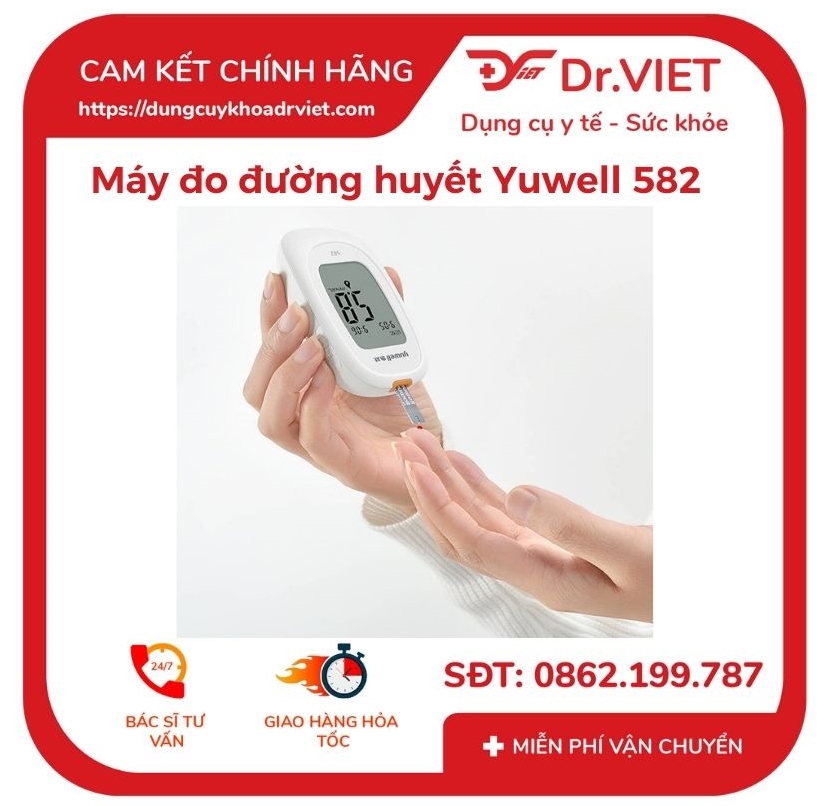 Máy đo đường huyết Yuwell 582- thử máu cho bệnh nhân tiểu đường