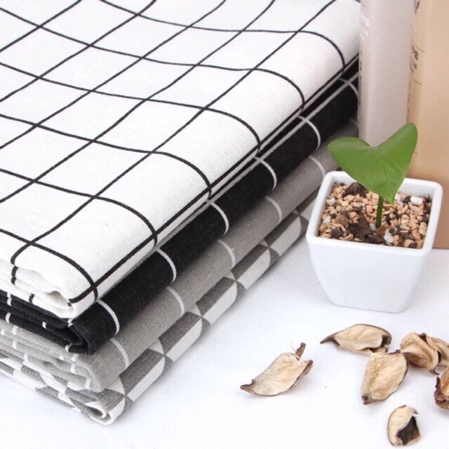 [HCM]Vải bố vải canvas mẫu caro trắng