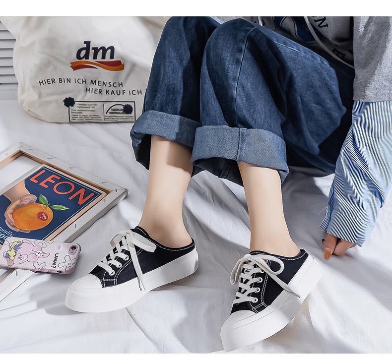 [Hoàn Tiền 15%]Giày Sục Nữ Basic Trơn Đế Độn Cực Xinh 3 màu hottrend