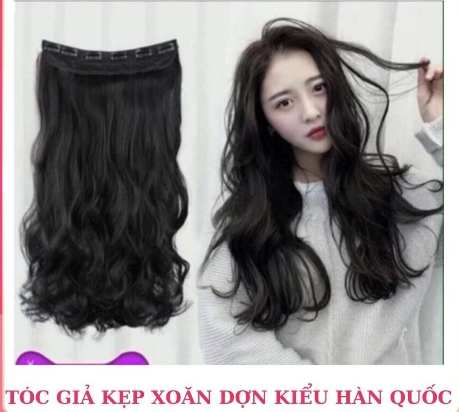 tóc kẹp 6 phím hqs xoăn 60cm