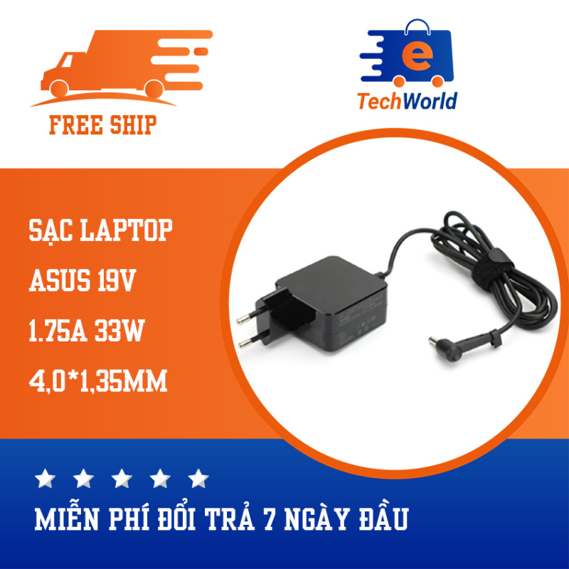 Bảng giá Sạc laptop dùng cho Asus F201E Q200E S200E X200E X201E X202E, hình vuông 19V1.75A 33W kích thước chân sạc 4.0mm * 1.35mm Phong Vũ