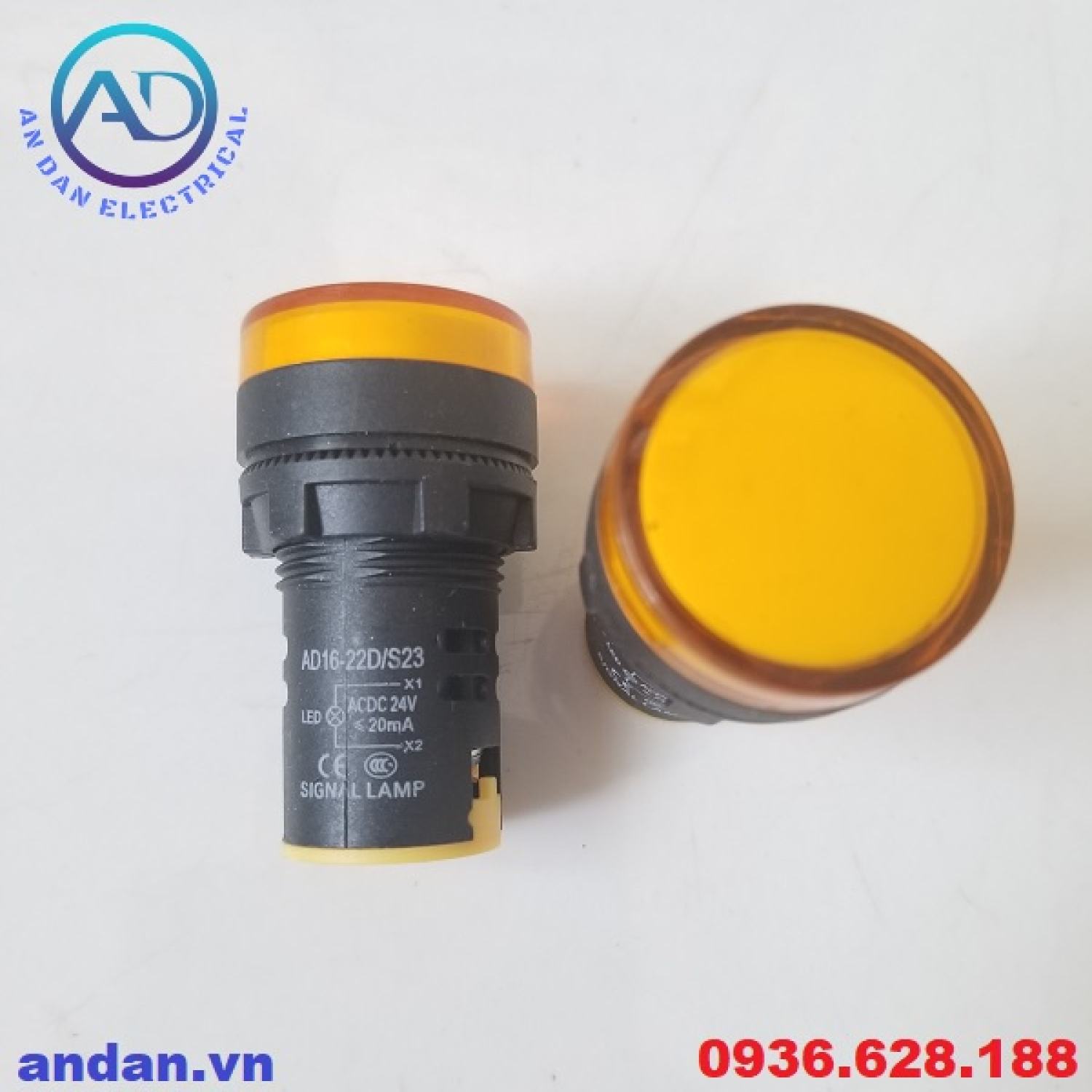 Đèn báo nguồn LED phi 22 AD16-22DS (Đỏ, Vàng, Xanh), Đèn báo pha