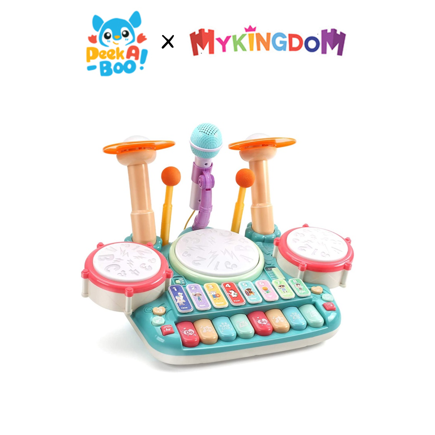 Đồ Chơi Peek A Boo Bộ Trống Kèm Piano Vui Nhộn PAB003