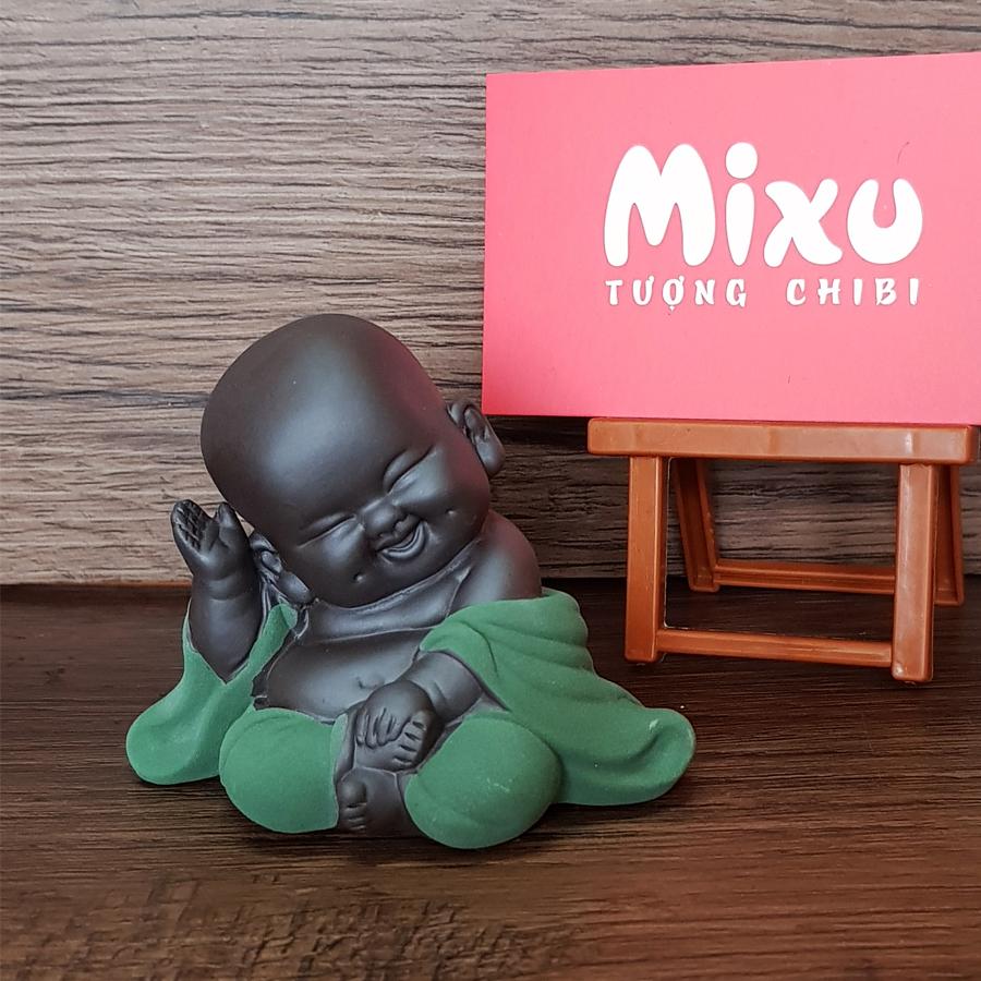 [HCM]Tượng chú tiểu nghiêng chào bằng gốm tử sa cao cấp