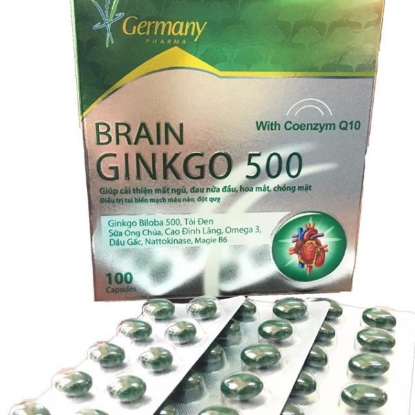BRAIN Ginkgo 500 Giúp hoạt huyết, tăng cường lưu thông máu hộp 100 viên chính hãng cao cấp