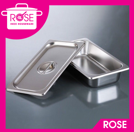 Khay inox, khay inox 304 đựng thực phẩm, thạch topping bán trà sữa size 1/3