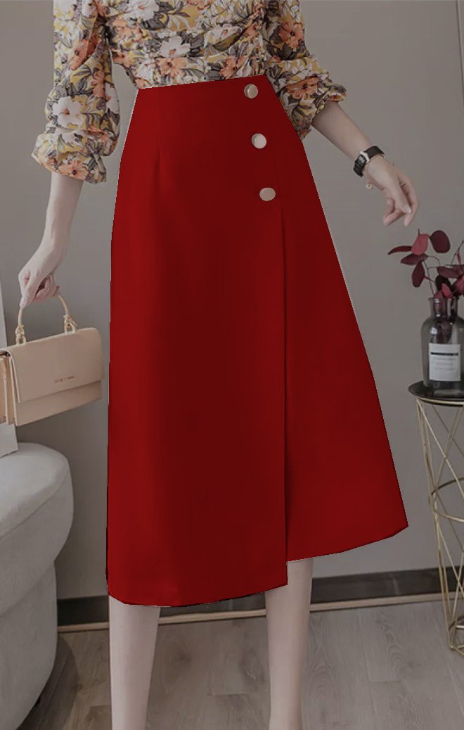 Chân Váy Dài Chữ A Phối Nút Stella ❣️[Giá gốc tận xưởng]