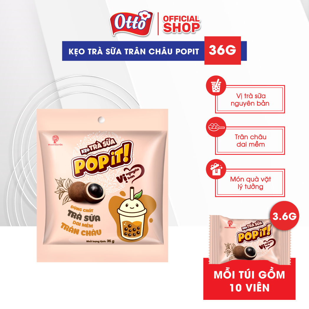 Kẹo Trà Sữa Trân Châu POPIT Túi nhỏ 36g | Đồ ăn vặt