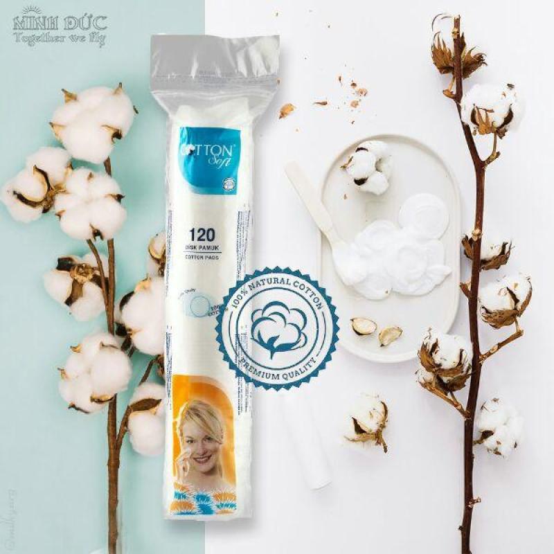 BÔNG TẨY TRANG - TRANG ĐIỂM COTTON SOFT CAO CẤP 12O MIẾNG - Bông tây trang cotton soft