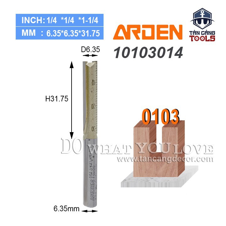 Mũi Router Móc Rãnh Arden 31.75 x 6.35mm Cốt 6.35 mm
