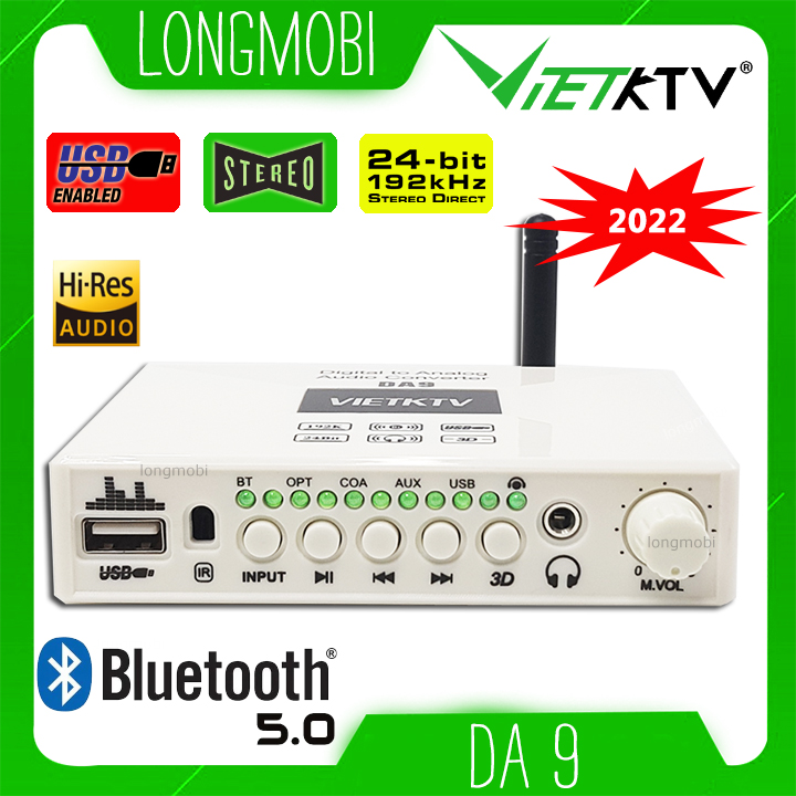 VietKTV DA9 - Bộ Chuyển Đổi Âm Thanh Optical 24bit 192Khz Bluetooth 5.0
