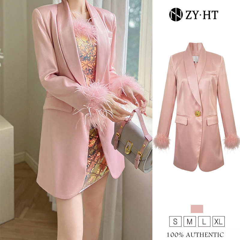 ZYHT EraVogue Đầm Áo khoác vest áo khoác vải nữ áo khoác vest áo khoác vest thời trang Áo sơ mi satin dài tay sơ mi công sở sơ mi vest xã hội cao 20932