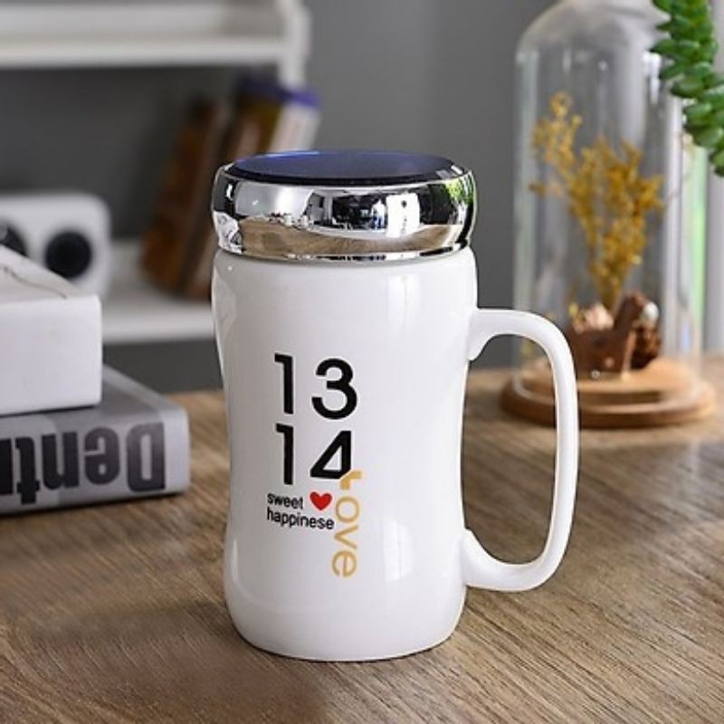 Cốc sứ giữ nhiệt nắp gương